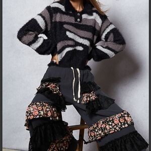 POL Black and Gray Wide Leg Pants